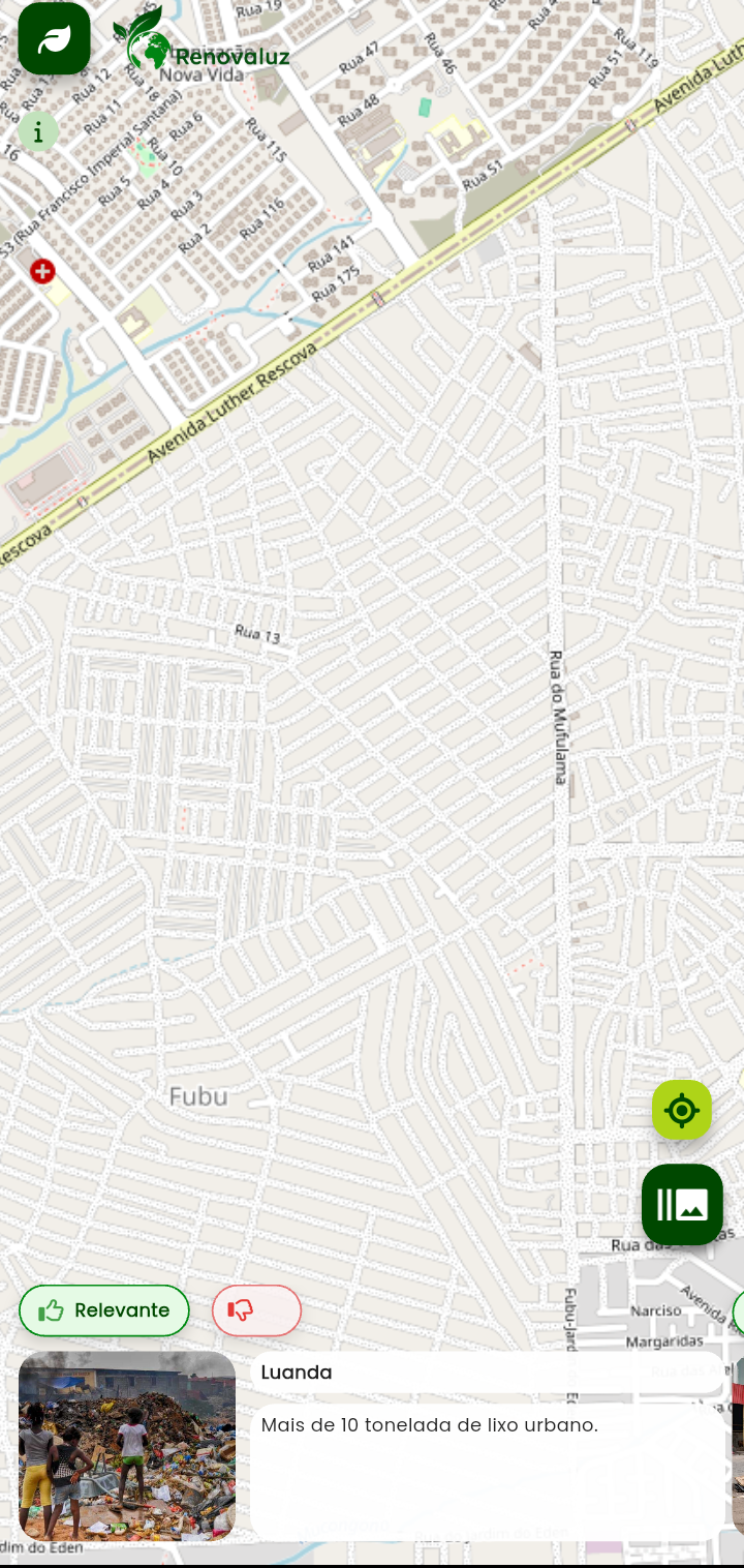 Screenshot App - Mapa de Pontos de Reciclagem