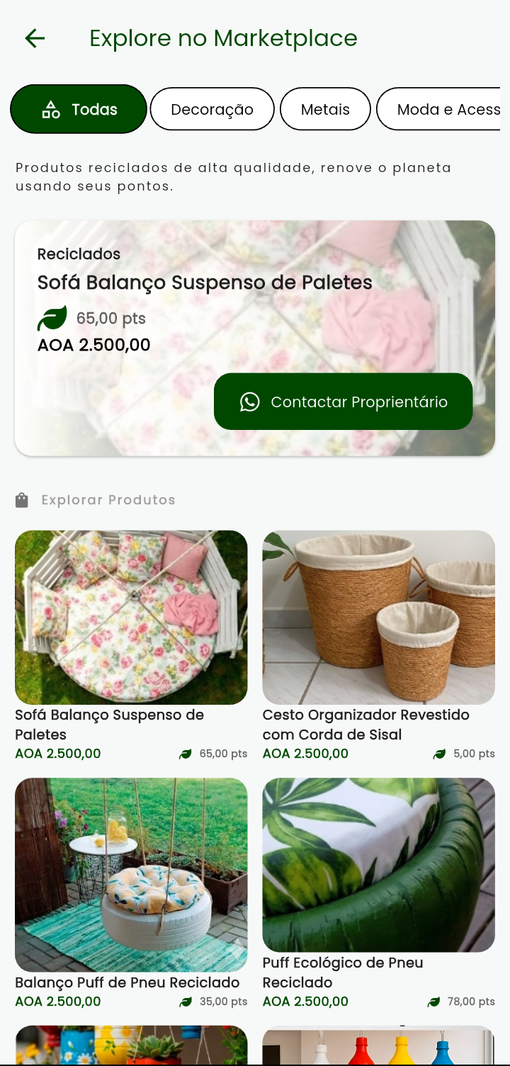 Screenshot App - Sistema de Pontos Verdes