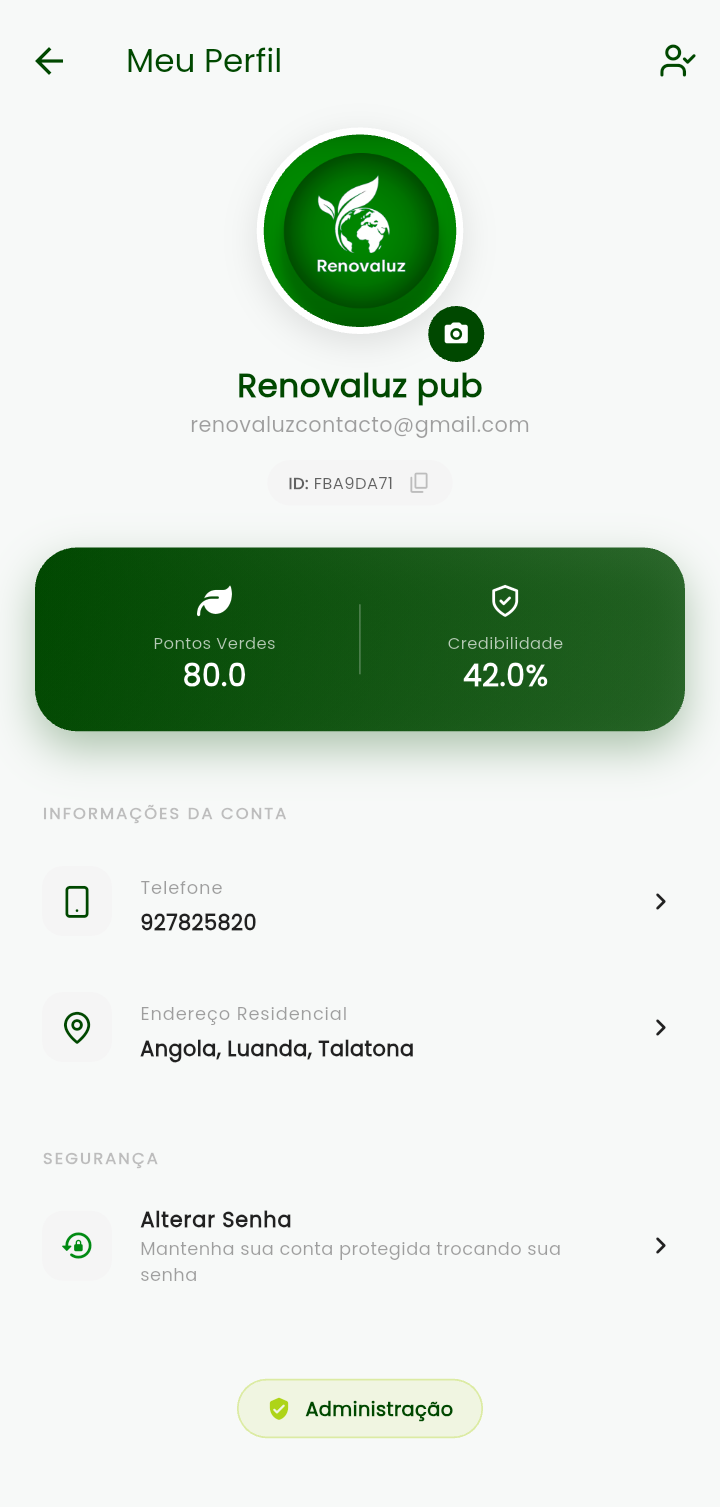 Screenshot App - Informação Detalhada do perfil